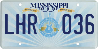 MS license plate LHR036