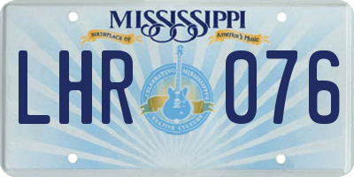 MS license plate LHR076