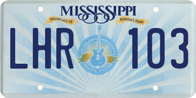 MS license plate LHR103
