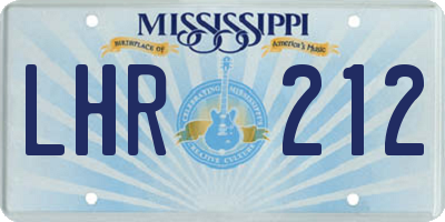 MS license plate LHR212