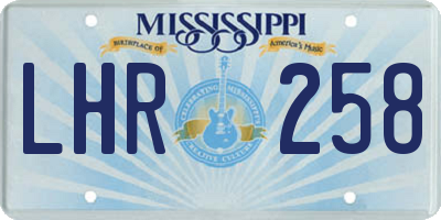 MS license plate LHR258