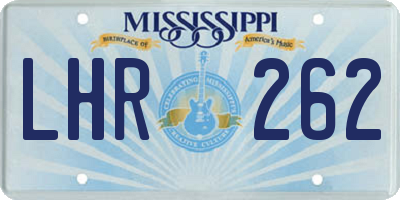 MS license plate LHR262