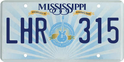MS license plate LHR315