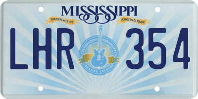MS license plate LHR354