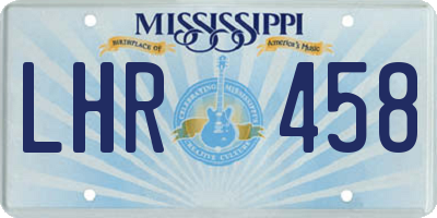 MS license plate LHR458
