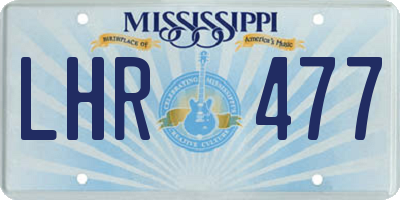 MS license plate LHR477