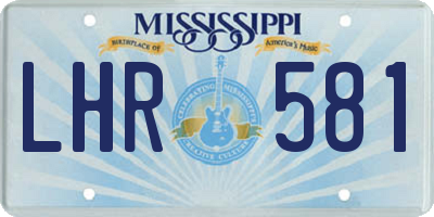 MS license plate LHR581