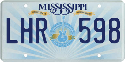 MS license plate LHR598