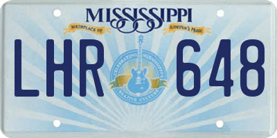 MS license plate LHR648