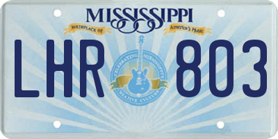 MS license plate LHR803
