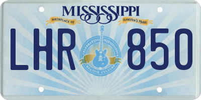 MS license plate LHR850