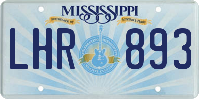 MS license plate LHR893