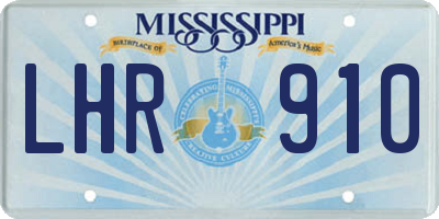 MS license plate LHR910