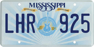 MS license plate LHR925
