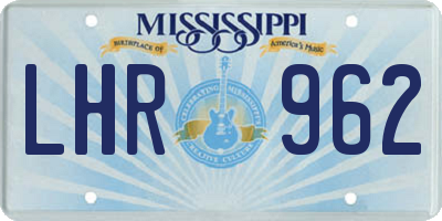 MS license plate LHR962