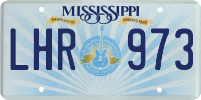 MS license plate LHR973