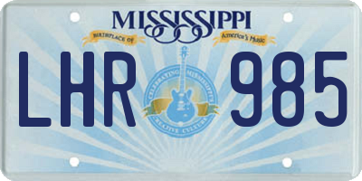 MS license plate LHR985