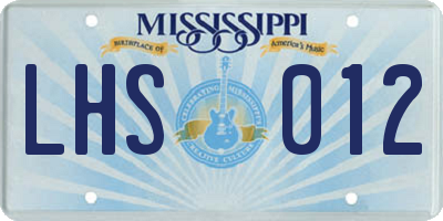 MS license plate LHS012