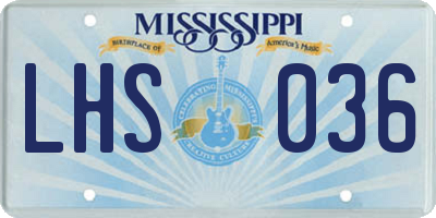MS license plate LHS036