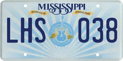MS license plate LHS038