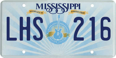 MS license plate LHS216
