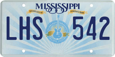MS license plate LHS542