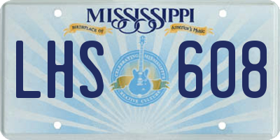 MS license plate LHS608