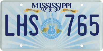 MS license plate LHS765