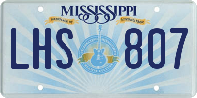 MS license plate LHS807