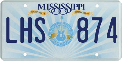 MS license plate LHS874