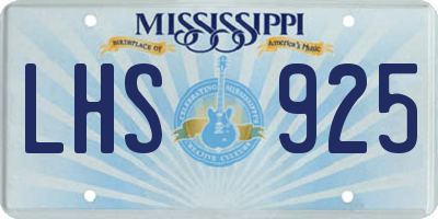 MS license plate LHS925