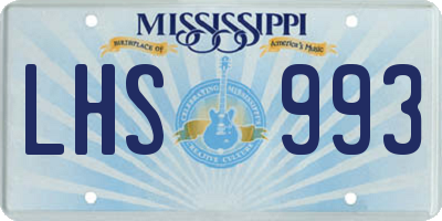 MS license plate LHS993