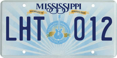 MS license plate LHT012