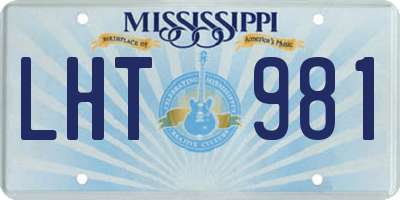 MS license plate LHT981