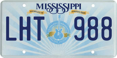 MS license plate LHT988