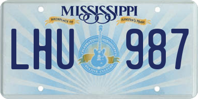 MS license plate LHU987