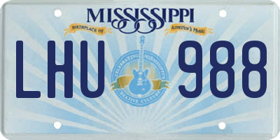 MS license plate LHU988