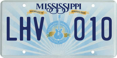 MS license plate LHV010