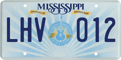 MS license plate LHV012