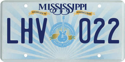 MS license plate LHV022