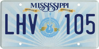MS license plate LHV105
