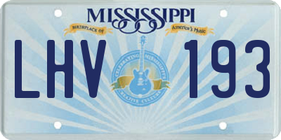 MS license plate LHV193