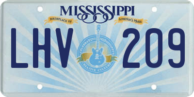 MS license plate LHV209