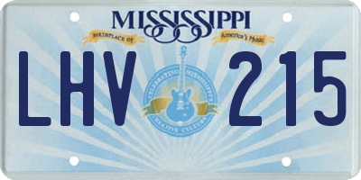 MS license plate LHV215