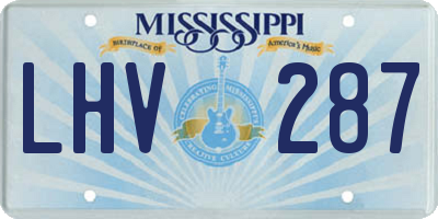 MS license plate LHV287