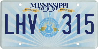 MS license plate LHV315