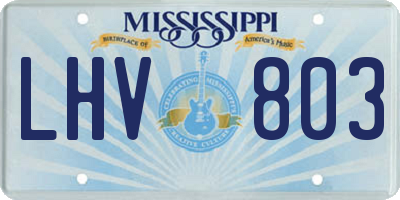 MS license plate LHV803
