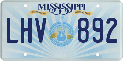MS license plate LHV892