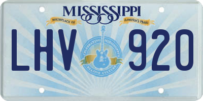 MS license plate LHV920