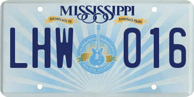 MS license plate LHW016